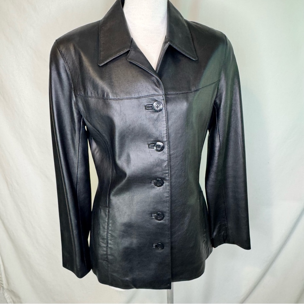 Micheal Horban North Beach Leather Women's Black Button-Up Jacket Size 6